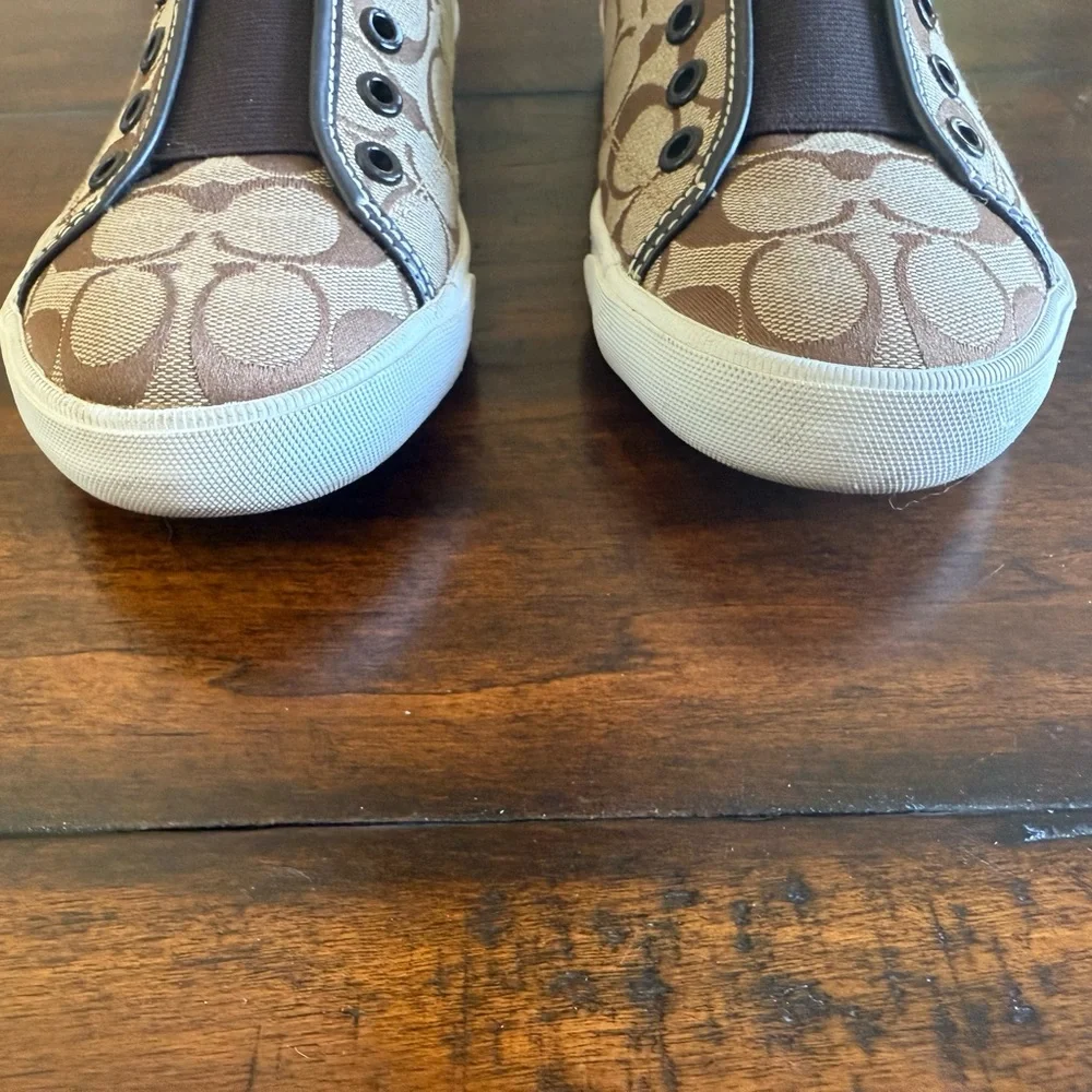 Vintage Coach Bev Signature Logo Jacquard Slip-On Sneakers - Picture 6 of 7